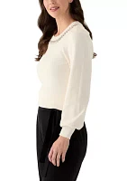 Women's Embellished Crew Neck Pullover Sweater