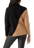 Women's Mock Neck Color Block Sweater