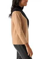 Women's Mock Neck Color Block Sweater