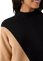 Women's Mock Neck Color Block Sweater