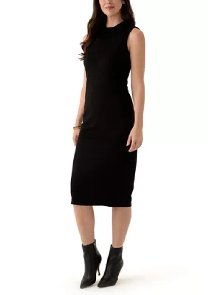 Women's Sleeveless Mock Neck Midi Dress