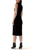 Women's Sleeveless Mock Neck Midi Dress