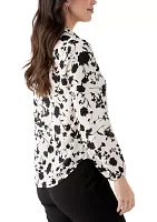 Women's Long Sleeve Tie Neck Blouse