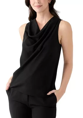 Women's Sleeveless High Neck Cowl Blouse