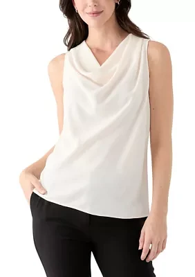 Petite Sleeveless High Cowl Neck Blouse