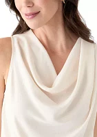 Petite Sleeveless High Cowl Neck Blouse