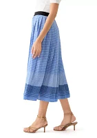 Women's Dot Print Pull On Pleated Skirt