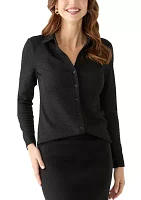 Women's Smocked Long Sleeve Button Front Knit Shirt