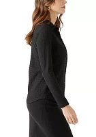 Women's Smocked Long Sleeve Button Front Knit Shirt