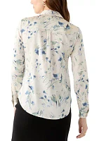 Women's Floral Print Button Front Long Sleeve Blouse