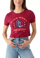 Women's Short Sleeve Crew Neck Wild West Country Music Graphic T-Shirt