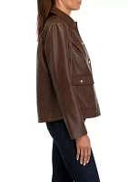 Women's Cropped Leather Jacket