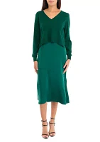 Women's Sweater Satin Dress