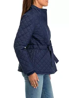 Women's Long Sleeve Quilt Belted Jacket