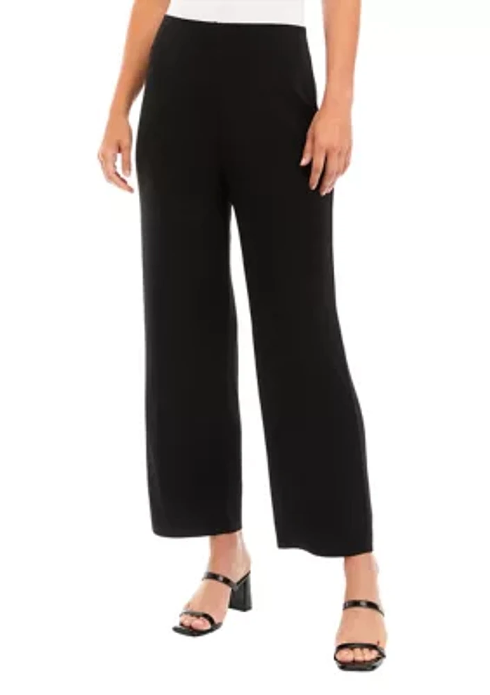 Petite Pull On Wide Leg Knit Pants