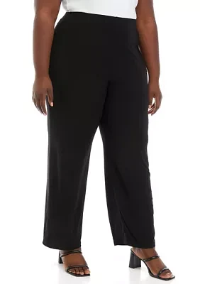 Solid Wide Leg Knit Pants - Regular