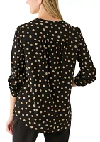 Women's Long Sleeve V-Neck Printed Tunic Top