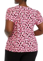 Plus Short Sleeve Printed Top