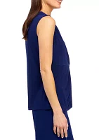 Petite Solid V-Neck Twist Front Tank Top