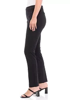 Petite Pull On One Button Faux Fly Straight Leg Pants