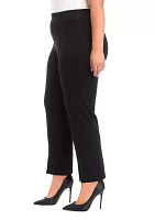 Plus Pull On Slit Front Slim Ankle Pants