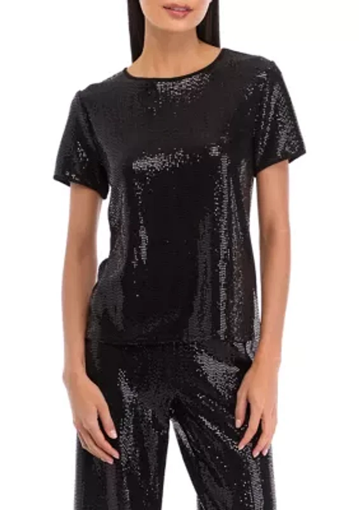 Petite Short Sleeve Shine Top