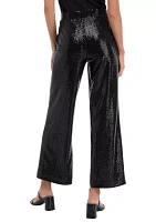 Petite Pull On Shine Wide Leg Pants