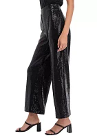 Petite Pull On Shine Wide Leg Pants