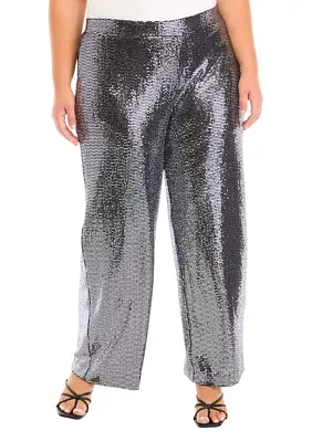 Plus Pull On Shine Dot Trousers