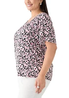 Plus Printed Drape Sleeve Blouse