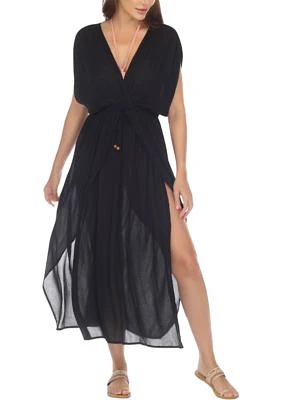 Short Sleeve Pullover Flyaway Maxi Dress Swim Cover Up