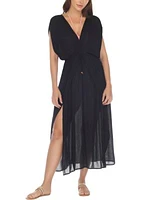 Short Sleeve Pullover Flyaway Maxi Dress Swim Cover Up