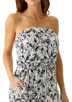 Printed Bandeau Brushed Feather Swim Coverup