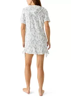 Printed Brushed Ruched Swim Coverup