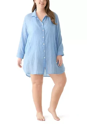 Plus Long Sleeve Button Up Big Shirt