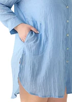 Plus Long Sleeve Button Up Big Shirt