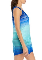 Sleeveless Ombré Ring Swim Cover Up Tank Dress