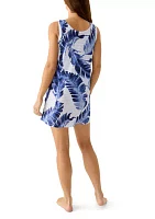 Sleeveless Leaf Printed Ring Swim Coverup