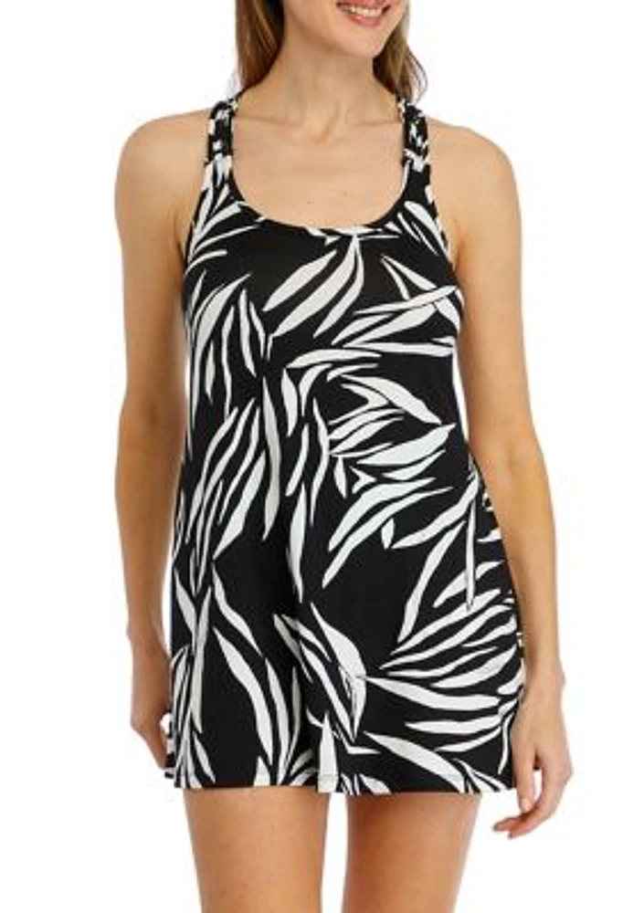 Leaf Print Swim Cover Up Dress