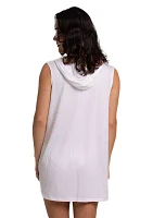 Women's Sleeveless Solid Full Zip Hoodie Swim Cover Up