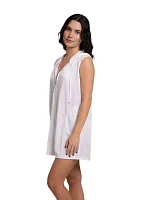 Women's Sleeveless Solid Full Zip Hoodie Swim Cover Up