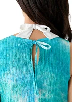 Sleeveless Tie Back High Low Woven Swim Cover Up