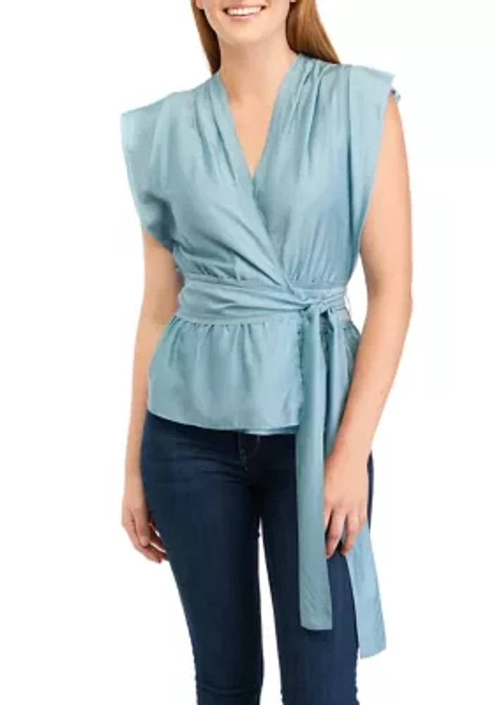 Women's Cap Sleeve Wrapped Blouse