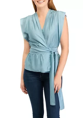 Women's Cap Sleeve Wrapped Blouse