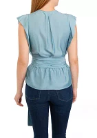 Women's Cap Sleeve Wrapped Blouse