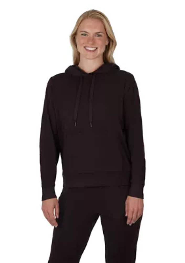 Women's Long Sleeve Fleece Rib Pullover Hoodie