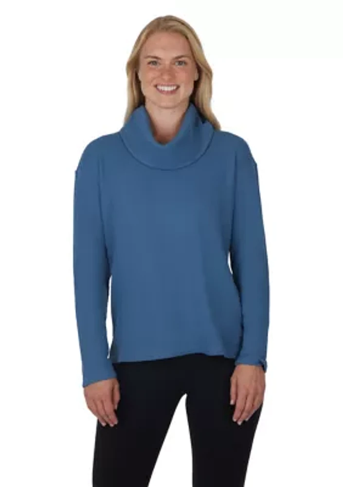 Long Sleeve Brushed Waffle Cowl Neck Top