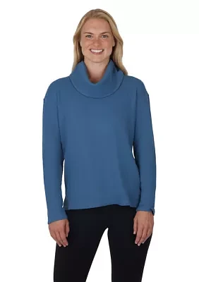 Long Sleeve Brushed Waffle Cowl Neck Top