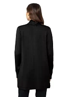 Women's Long Sleeve Brushed Terry Ribbed Cardigan