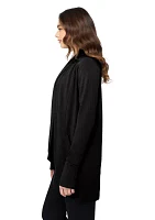 Women's Long Sleeve Brushed Terry Ribbed Cardigan